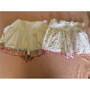 Adorable Strawberries & cherries 2 Pc Scalloped Smocked Shorts Set L JOIE SLEEP